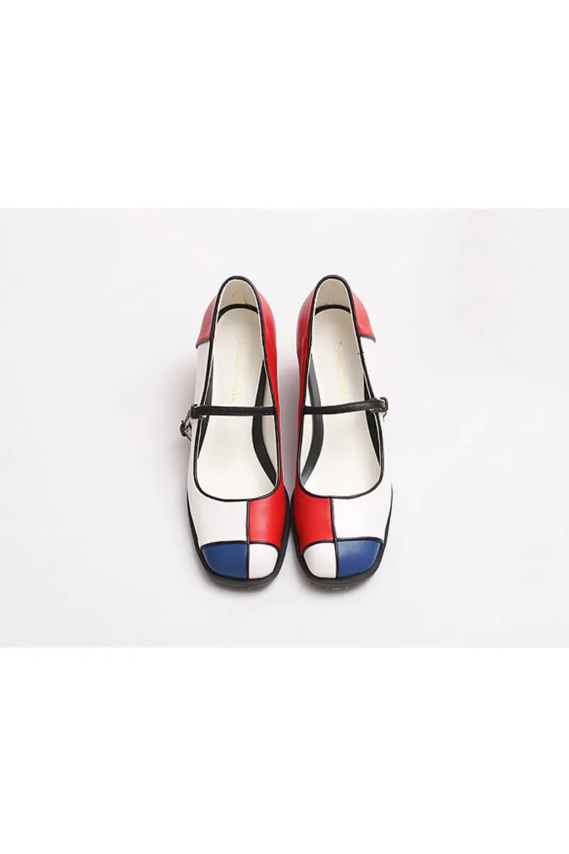 Modrian Square Heel Pumps