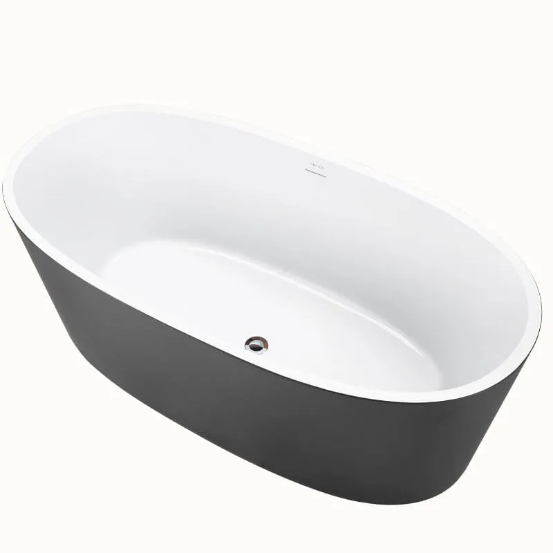 Mokleba 59" Acrylic Modern Bathtub Oval Shape Freestanding Soaking Tub