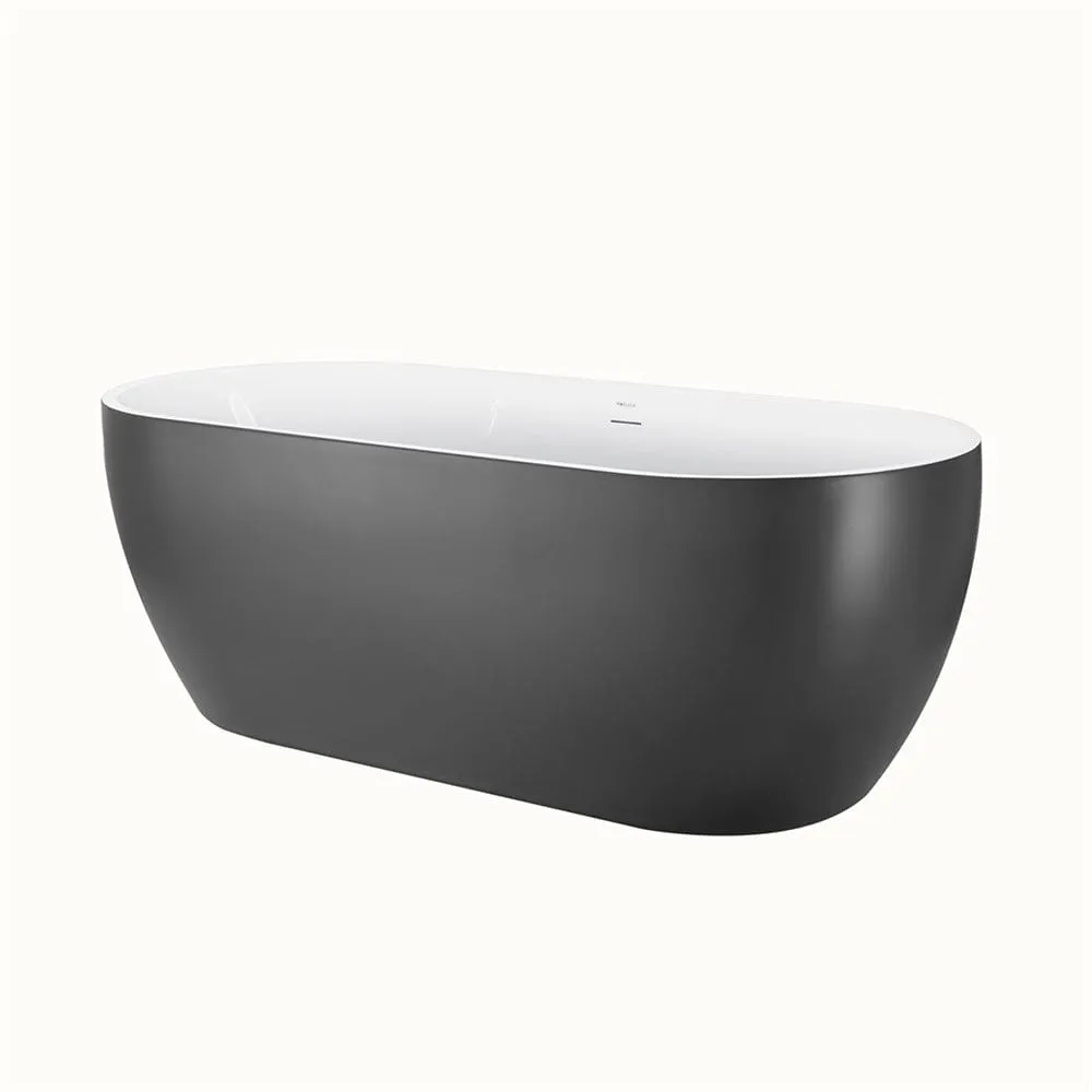 Mokleba 59" Center Drain Freestanding Soaking Bathtub