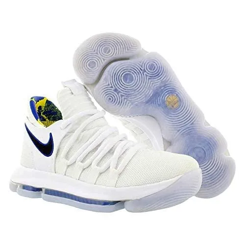Nike Zoom KD10 LMTD NBA Grade School Basketball Shoes (6 M US Big Kid, White/Game Royal/University Gold)