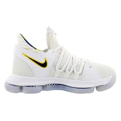 Nike Zoom KD10 LMTD NBA Grade School Basketball Shoes (6 M US Big Kid, White/Game Royal/University Gold)