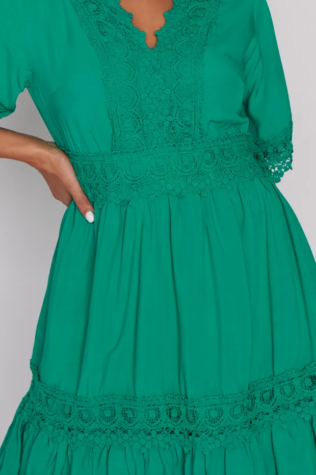 Niki Jade Lace Trim Dress