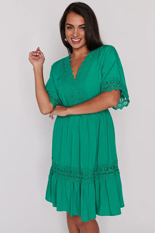 Niki Jade Lace Trim Dress