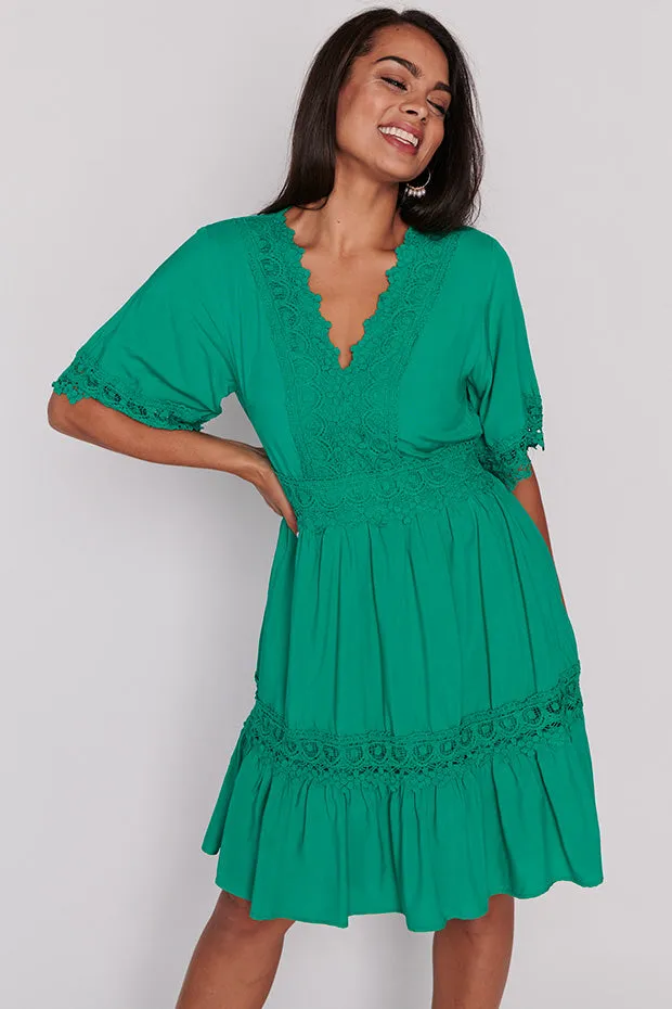 Niki Jade Lace Trim Dress