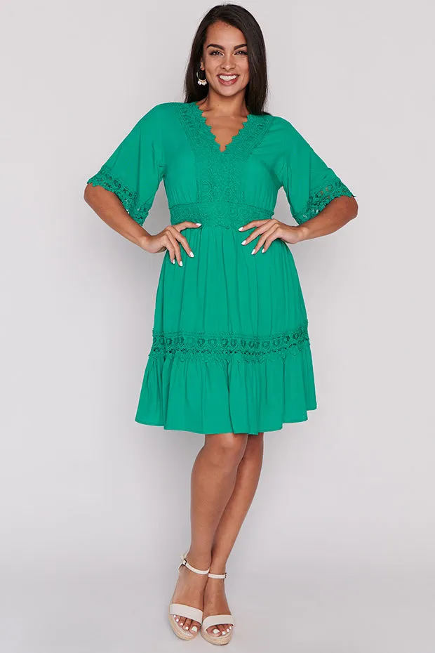 Niki Jade Lace Trim Dress