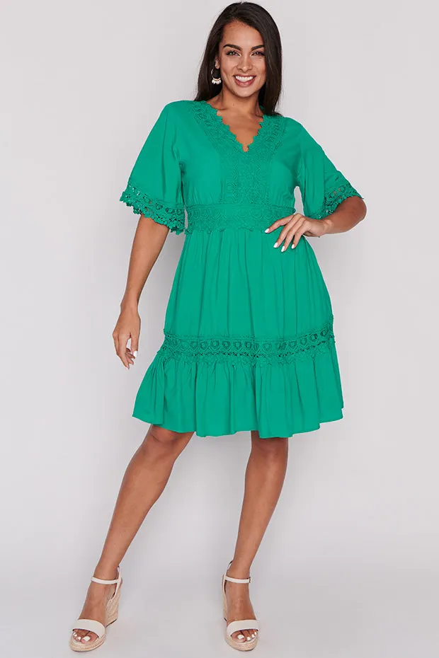 Niki Jade Lace Trim Dress