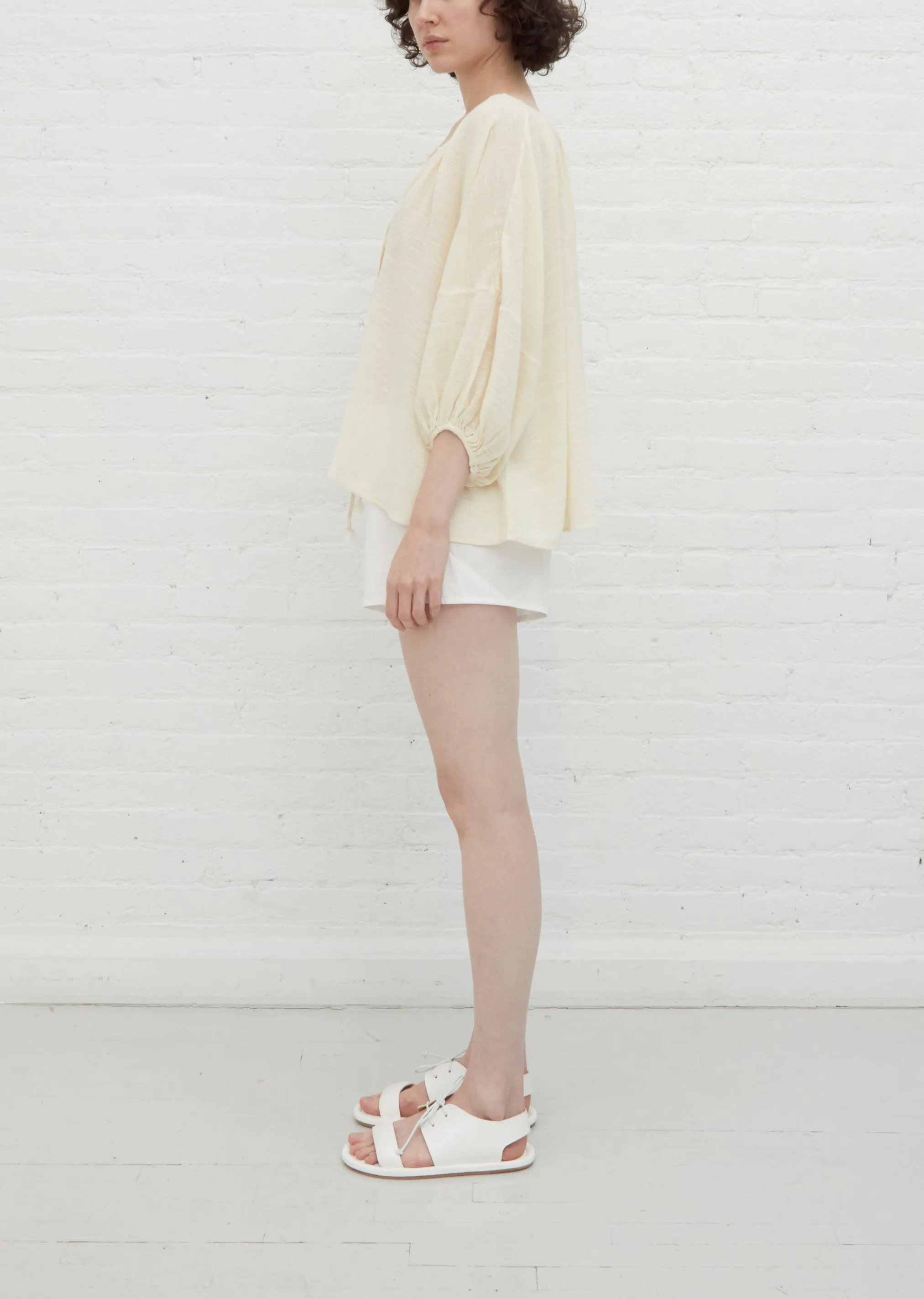 Nira Peasant Blouse — Bisque