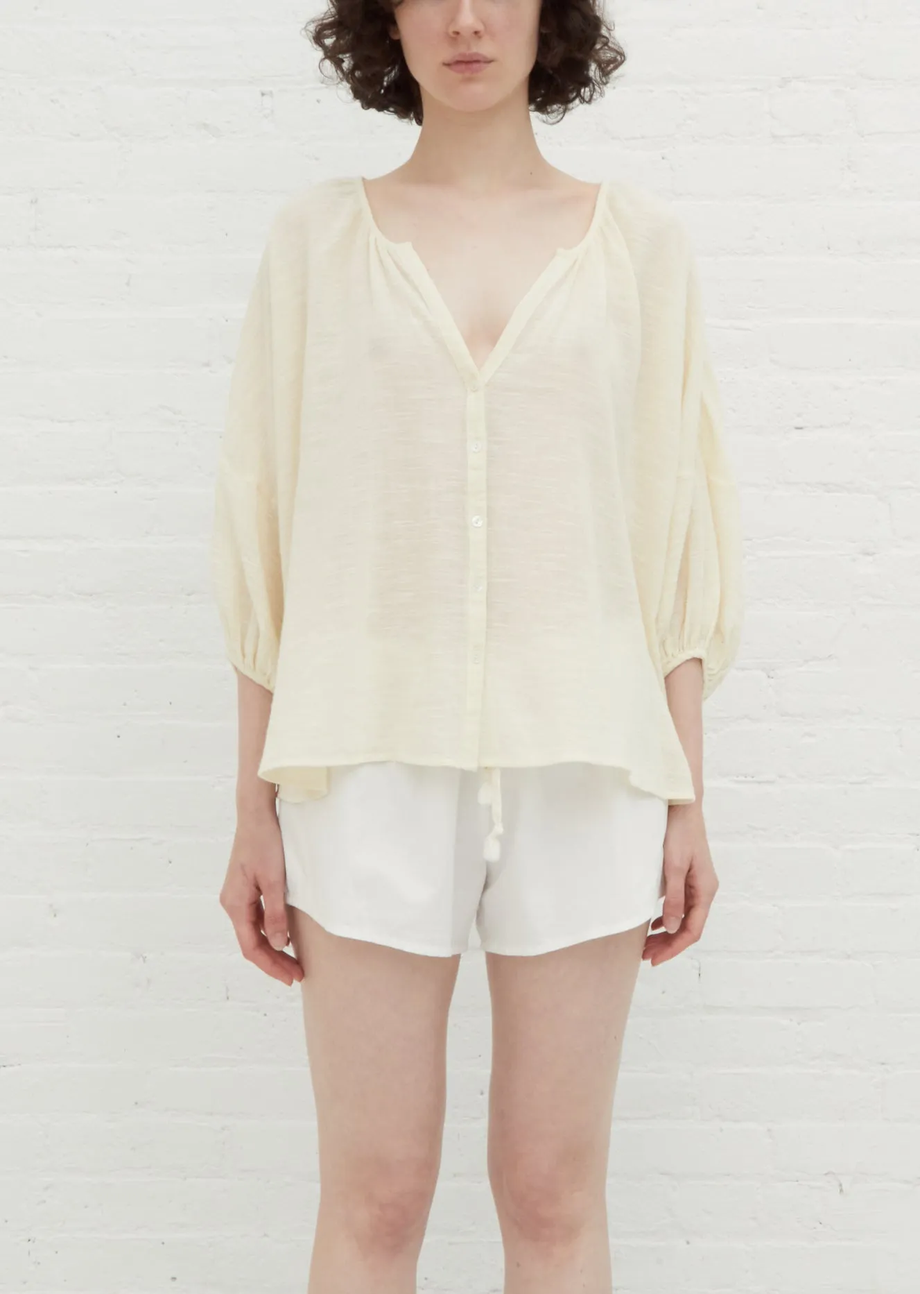 Nira Peasant Blouse — Bisque