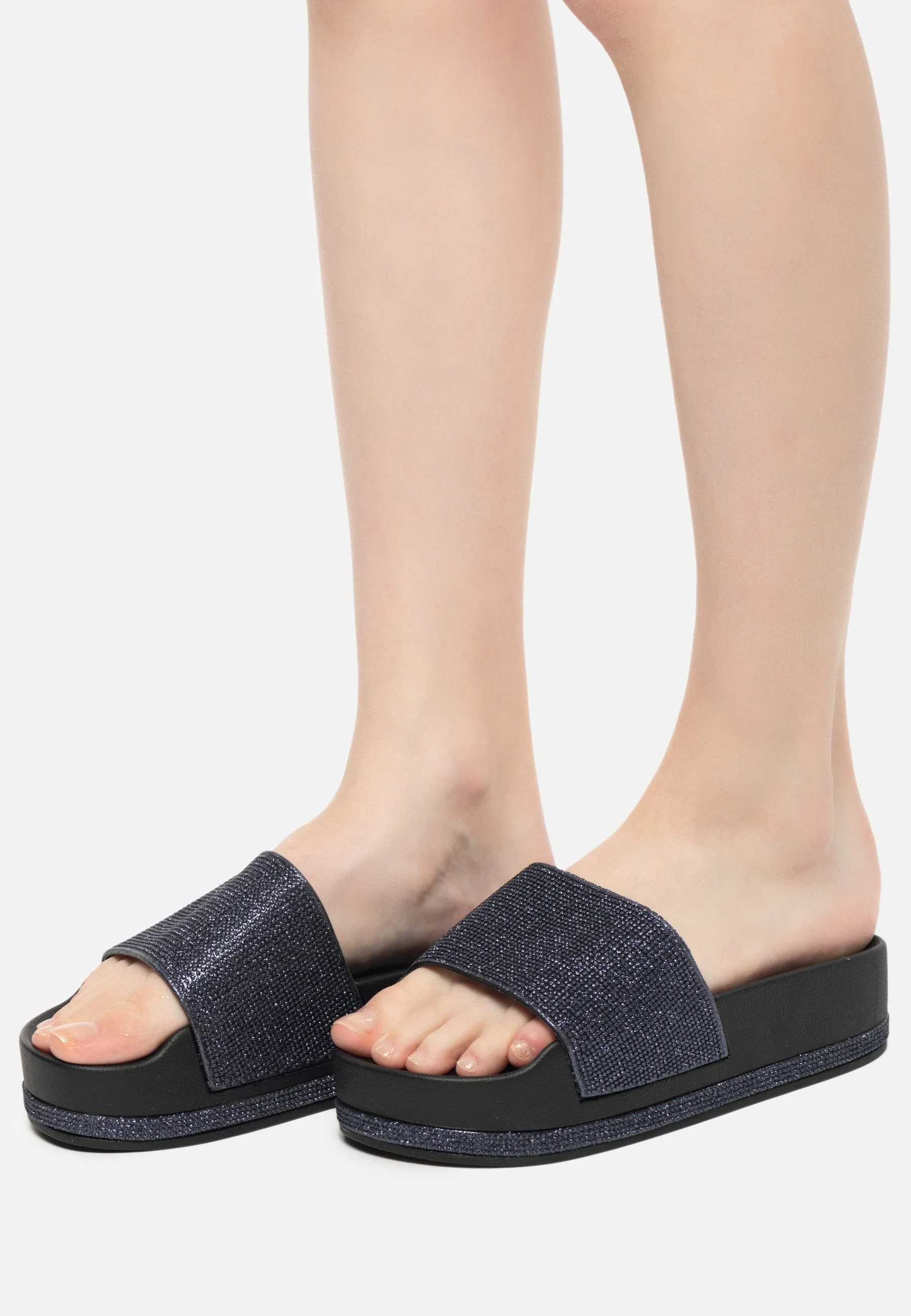 Platform Flip Flops -  Black