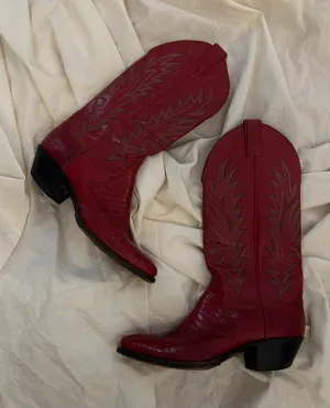 Red Leather Cowboy Boots