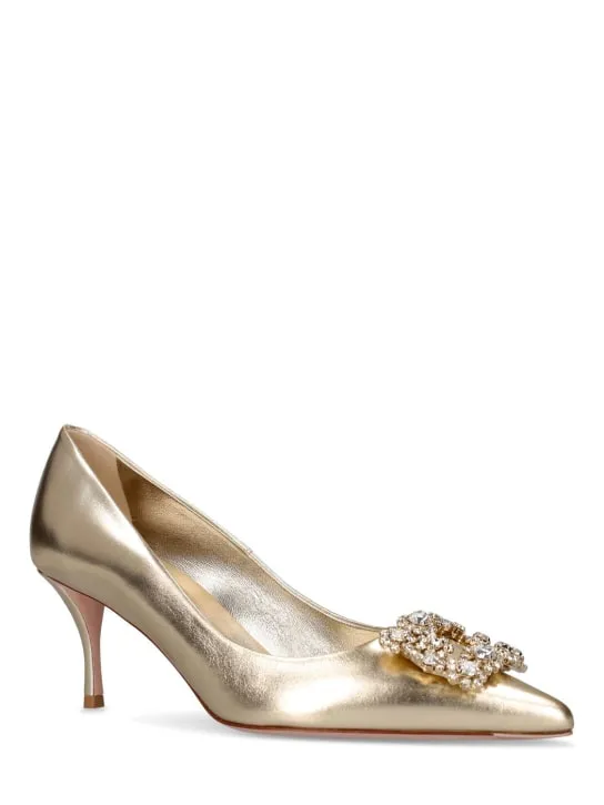 Roger Vivier   65mm Flower strass leather pumps 