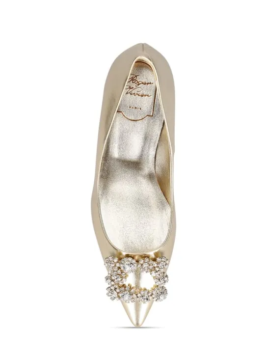 Roger Vivier   65mm Flower strass leather pumps 