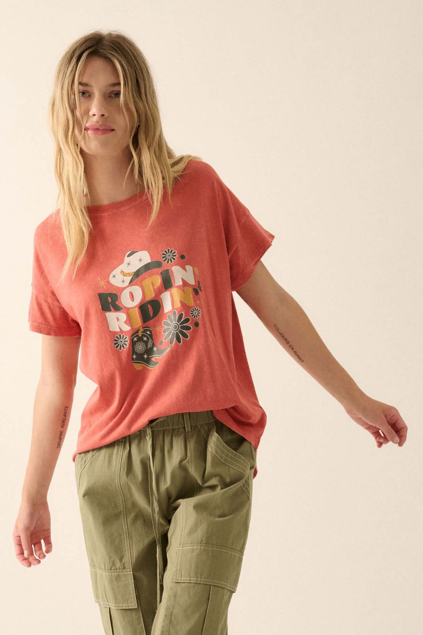 Ropin' & Ridin' Vintage-Wash Western Graphic Tee