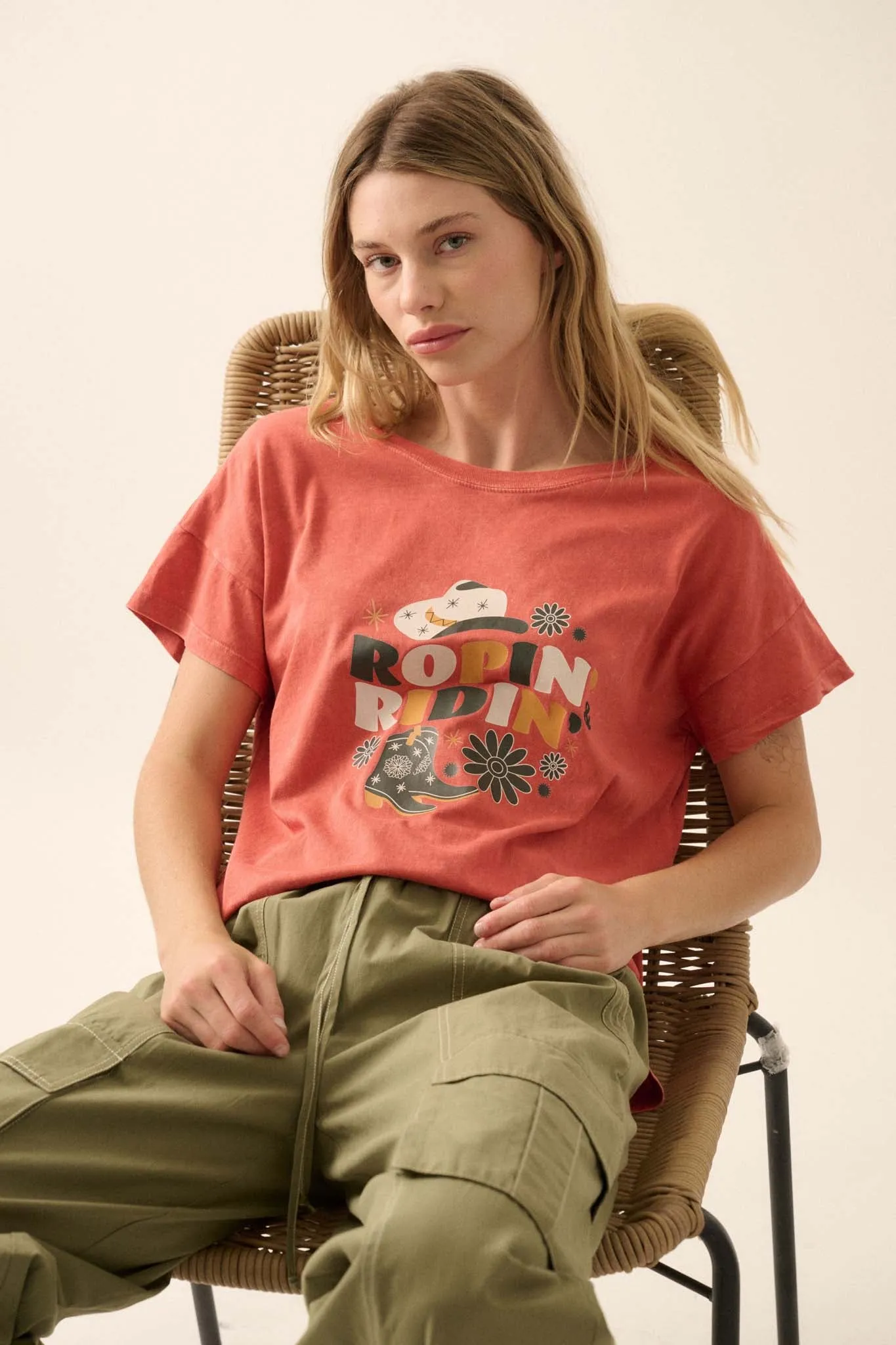 Ropin' & Ridin' Vintage-Wash Western Graphic Tee