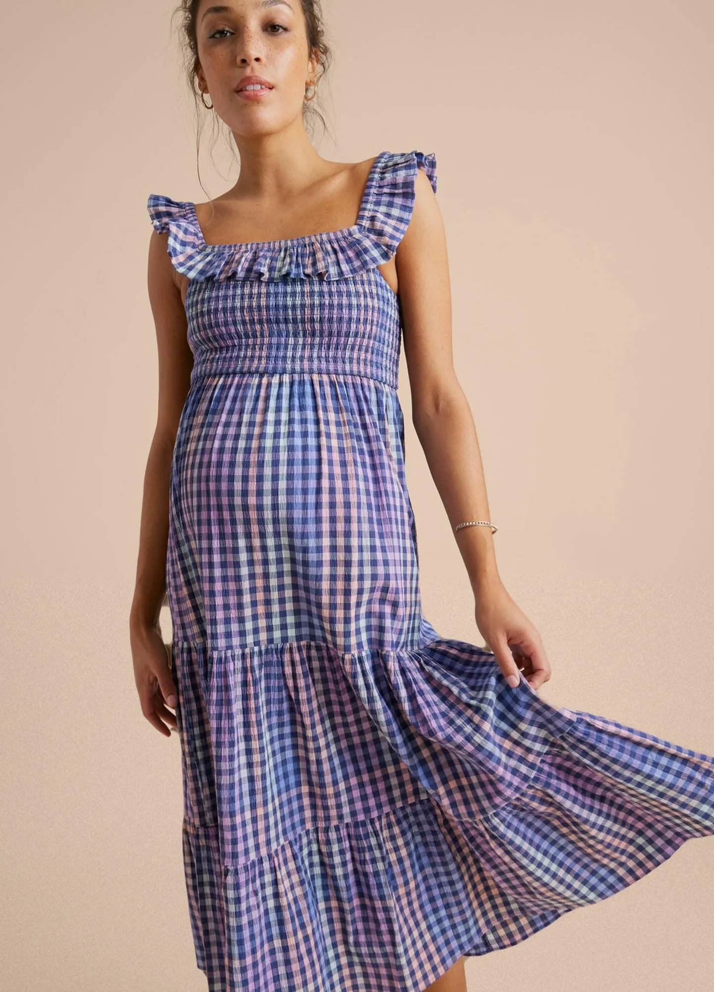 Ruffle Smocked Midi Dress