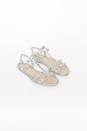 Silver Rockstud Jelly Sandal