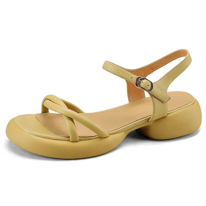 Sohiwoo 2024 Summer Gladiator Women Sandals Fashion Elegant Soft Sole Commute Shoes Ladies Comfort Thick Bottom Beach Sandalias