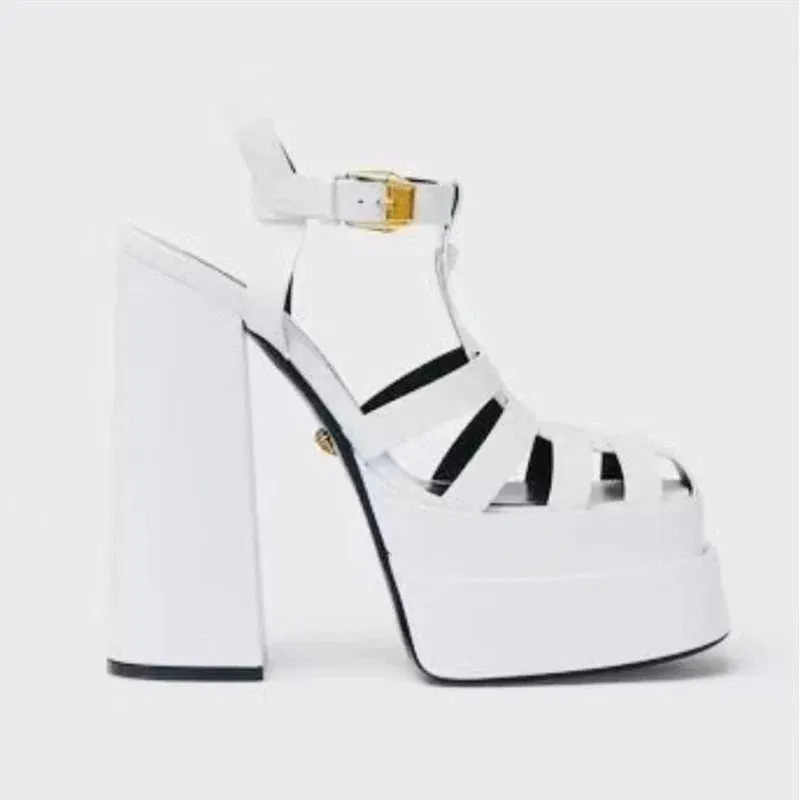 Sohiwoo New Women's High Heel Sandals Toe Braided Roman Platform Sandals Large Size Platform Shoes
