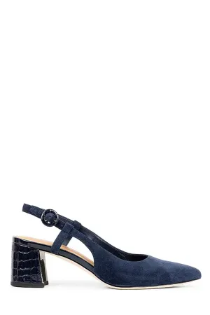 Song Croc Heel - Navy Suede
