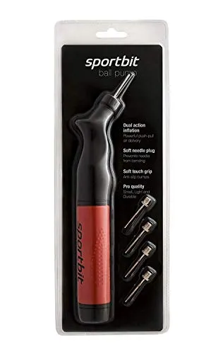 SPORTBIT Ball Pump with 5 needles - Push & Pull Inflating System - Great for All Sports balls - Volleyball Pump, Basketball Inflator, Football & Soccer Ball Air Pump - Goes with Needles Set and E-Book