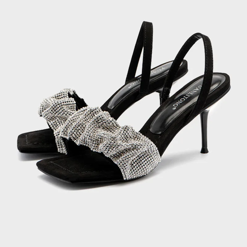 Star style Luxury Rhinestones Women Sandals Elegant stiletto High heels Slingback Gladiator Sandals New Summer Party Prom Shoes