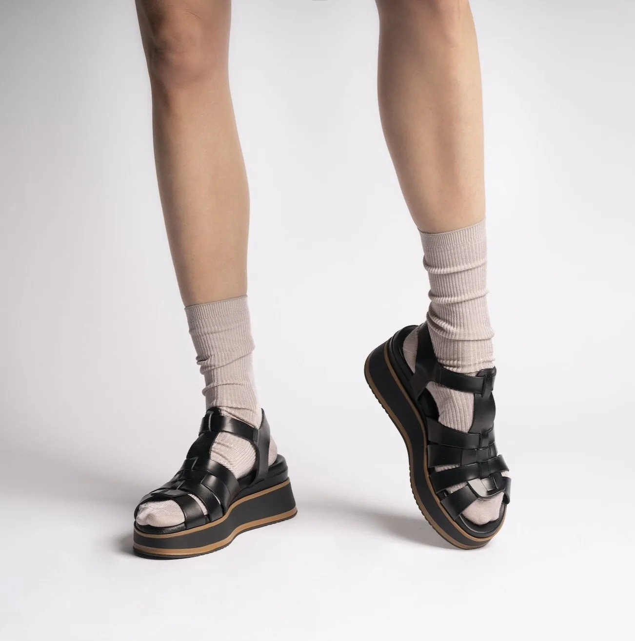 Stella Black Gladiator Chunky Sandals