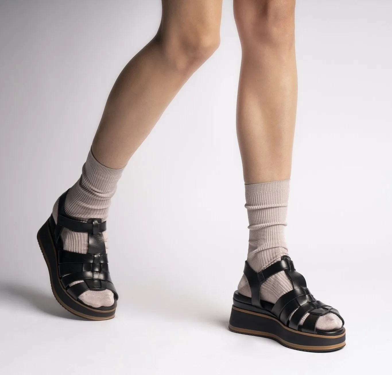 Stella Black Gladiator Chunky Sandals