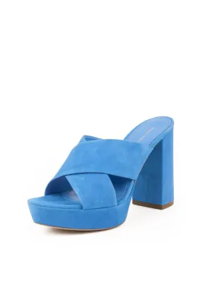 Suede Crossover 110mm Sandal - Azzurro Blue