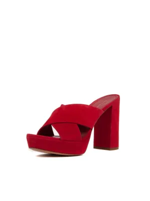 Suede Crossover 110mm Sandal - Red