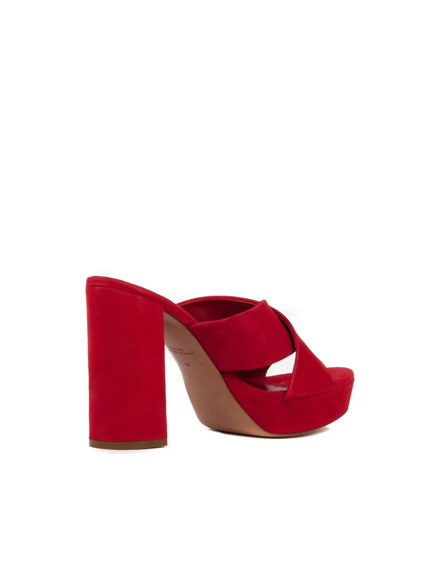 Suede Crossover 110mm Sandal - Red