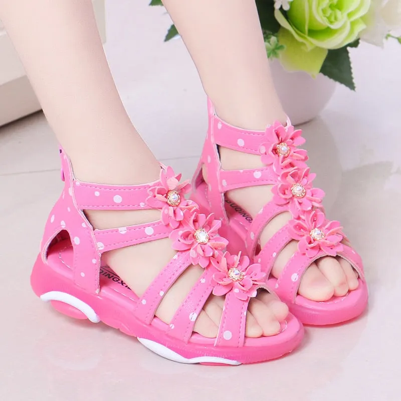 Summer Girls Pearl Beading Roman Sandals