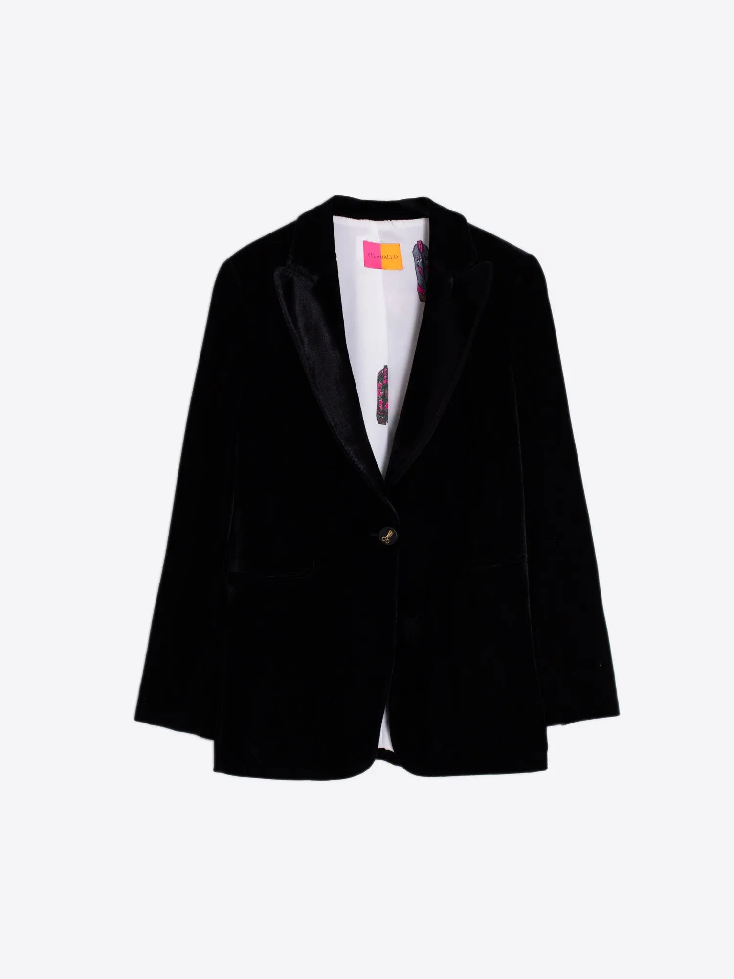 VILAGALLO SOPHIA VELVET JACKET IN BLACK