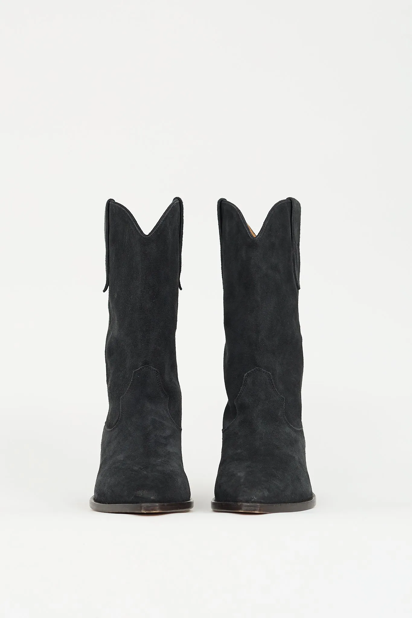 Washed Black Suede Dahope Cowboy Boot