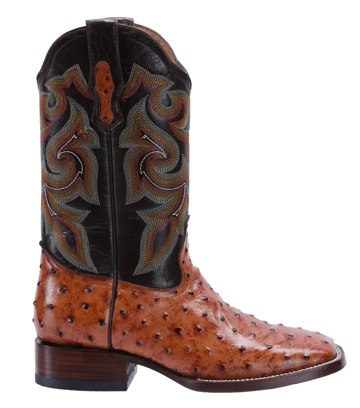 WIDE SQUARE TOE OSTRICH PRINT COGNAC