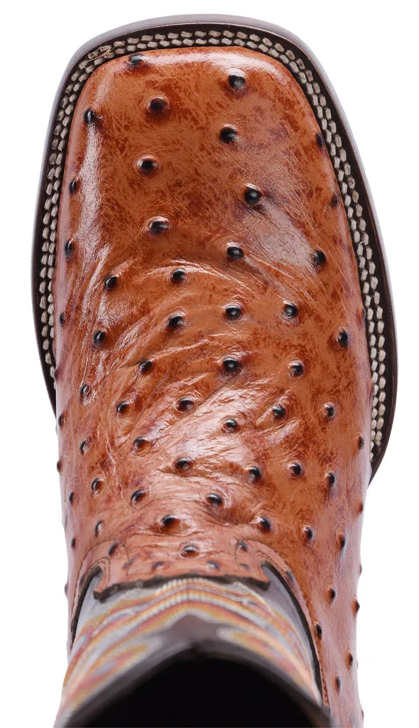 WIDE SQUARE TOE OSTRICH PRINT COGNAC