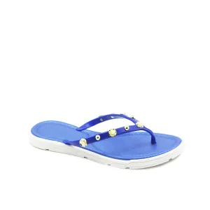 Womens Slingback T Strap Jelly flip Flop Ankle Strap Thong Sandals (Rivets)